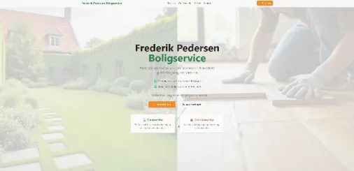 Website for Frederik Pedersen Boligservice, built by Simple Sites to showcase indoor and outdoor home improvement services in Denmark.