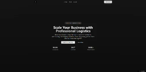 Logistics website presented by Simple Sites, emphasizing scalable shipping solutions and high-volume inventory support.