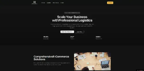 Logistics and e-commerce website powered by Simple Sites, showcasing fulfillment, delivery, and scalable business support