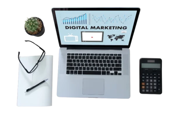 On Simple Sites, the marketing workspace image narrates how data and ideas combine to fuel digital growth.