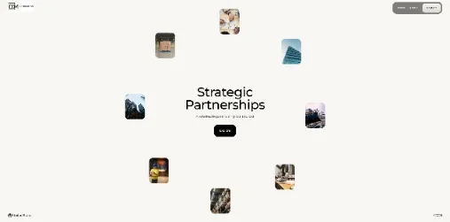 Simple Sites frames Strategic Partnerships as a circle of curated visuals that invite collaboration and growth.