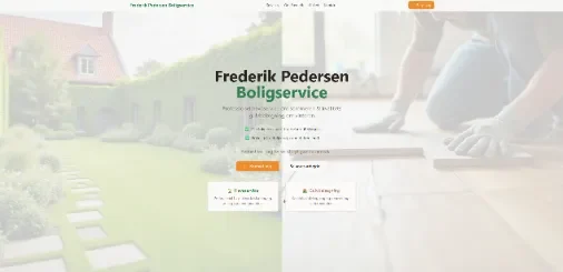 Frederik pedersen boligservice homepage showing garden landscaping and paving work — Simple Sites