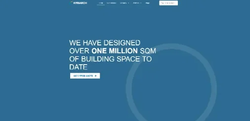 Kyriakch homepage announcing over one million square meters designed with a Get a Free Quote call to action.