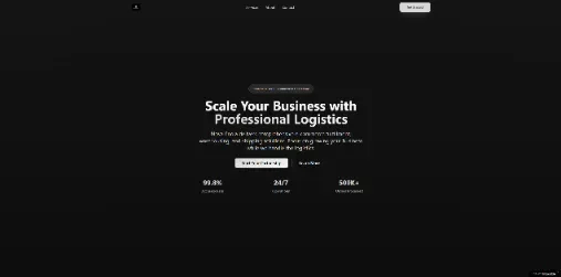 Logistics landing page with Get Started CTA and service stats — Simple Sites