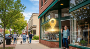 Grand Rapids local storefront with a Google Maps location pin marking the business on the map