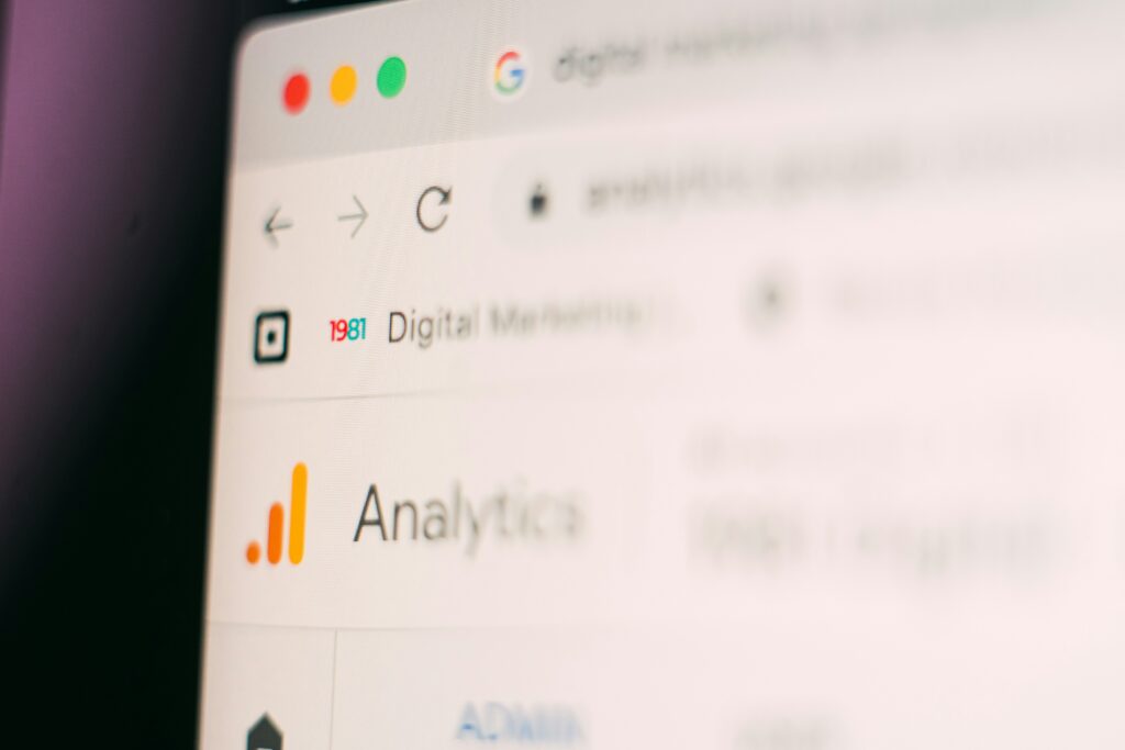 SEO analytics report with organic traffic charts for a small business website